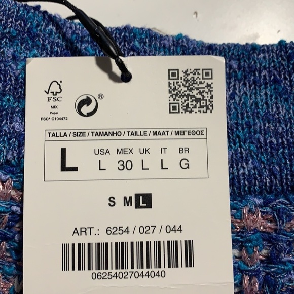 NWT. Zara Blue Metallic Thread Shorts Size S, L. - Picture 2 of 9